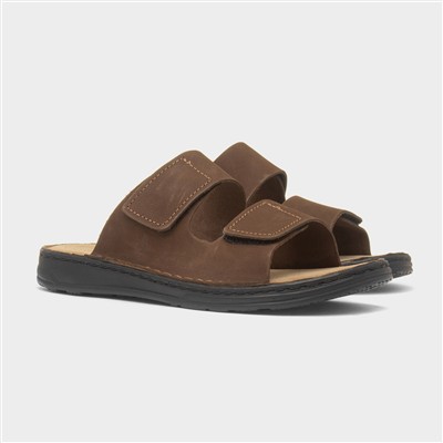 Eugene Mens Brown Leather Mule Sandal