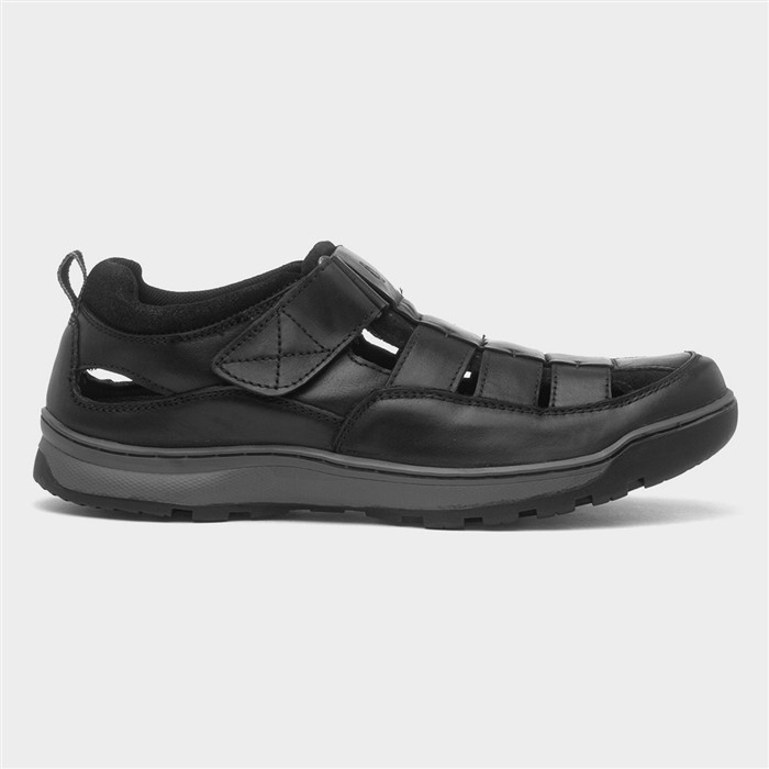 Hush Puppies Men's Black Rucker Leather Sandal Size 9