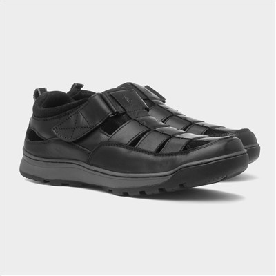 Rucker Mens Black Leather Sandal