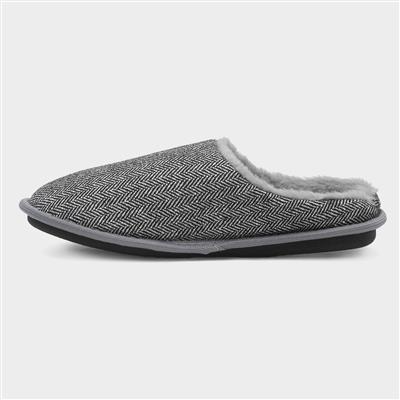 Howard Mens Black & White Mule Slipper