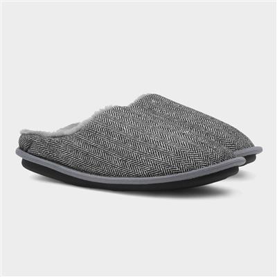 Howard Mens Black & White Mule Slipper