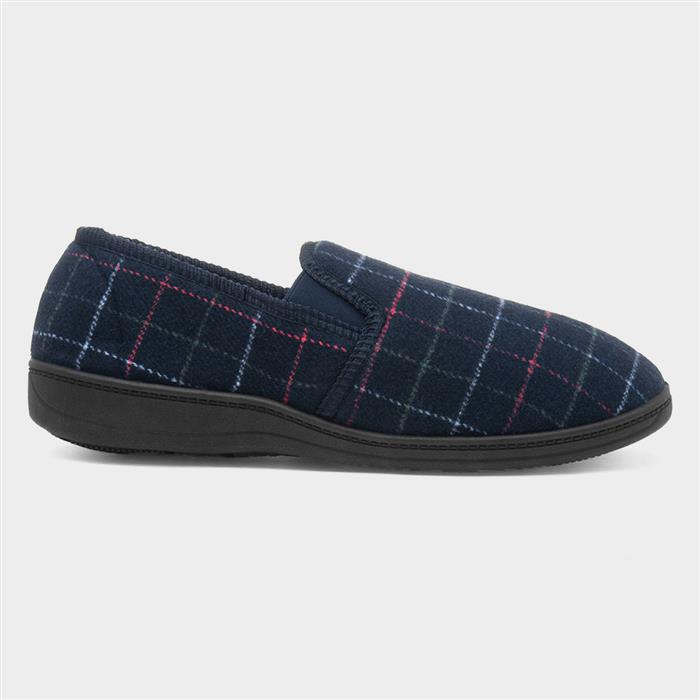 Rupert Mens Navy Wide Fit Full Slipper