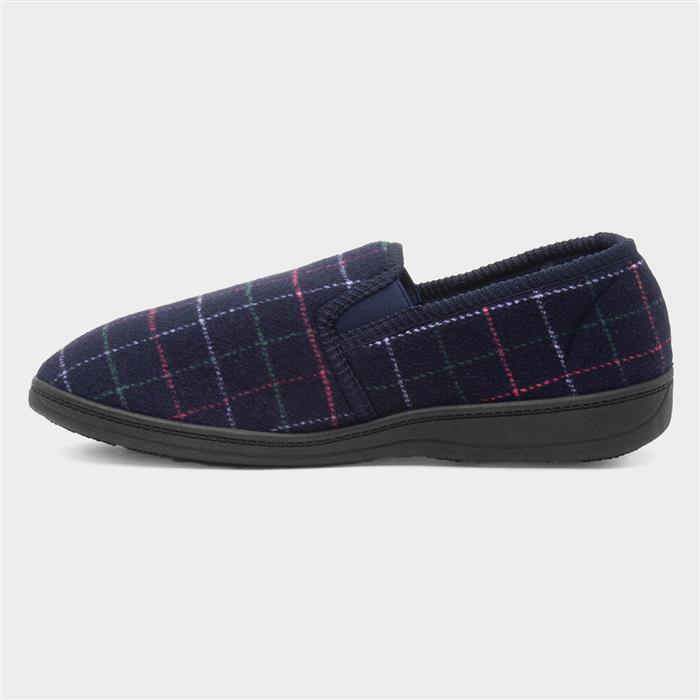 Rupert Mens Navy Wide Fit Full Slipper
