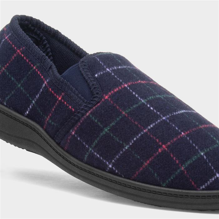 Rupert Mens Navy Wide Fit Full Slipper