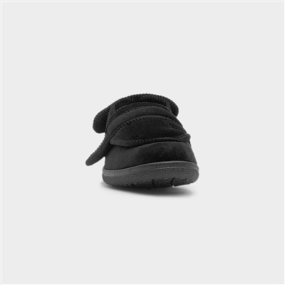 Declan Mens Black Wide Fit Full Slipper