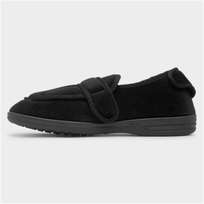 Declan Mens Black Wide Fit Full Slipper