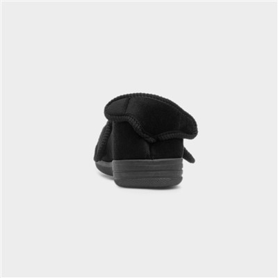 Declan Mens Black Wide Fit Full Slipper