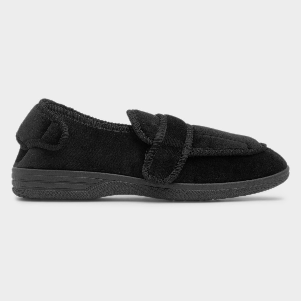 Declan Mens Black Wide Fit Full Slipper