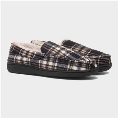 Livingston Mens Navy Moccasin Slipper