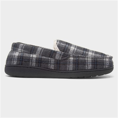 Elswick Mens Grey Tartan Moccasin Slipper