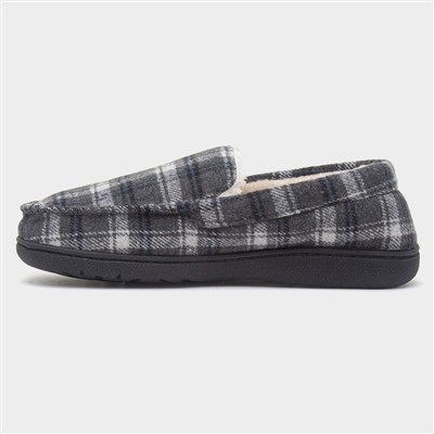 Elswick Mens Grey Tartan Moccasin Slipper