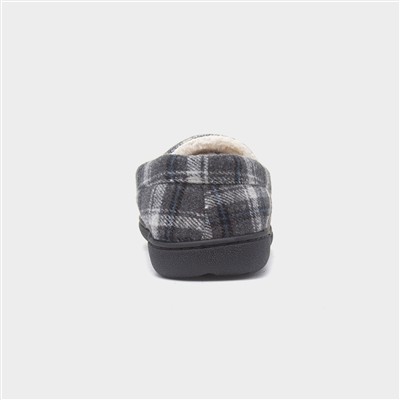 Elswick Mens Grey Tartan Moccasin Slipper