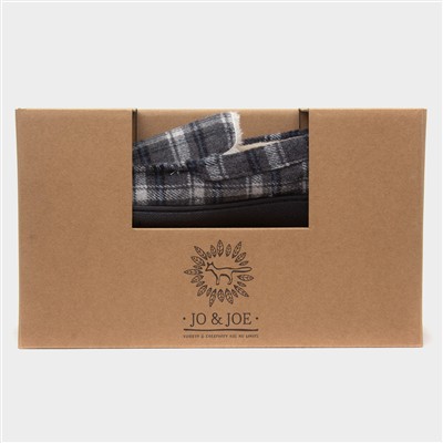 Elswick Mens Grey Tartan Moccasin Slipper