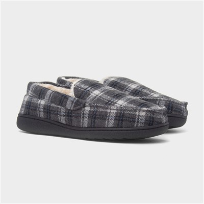 Elswick Mens Grey Tartan Moccasin Slipper