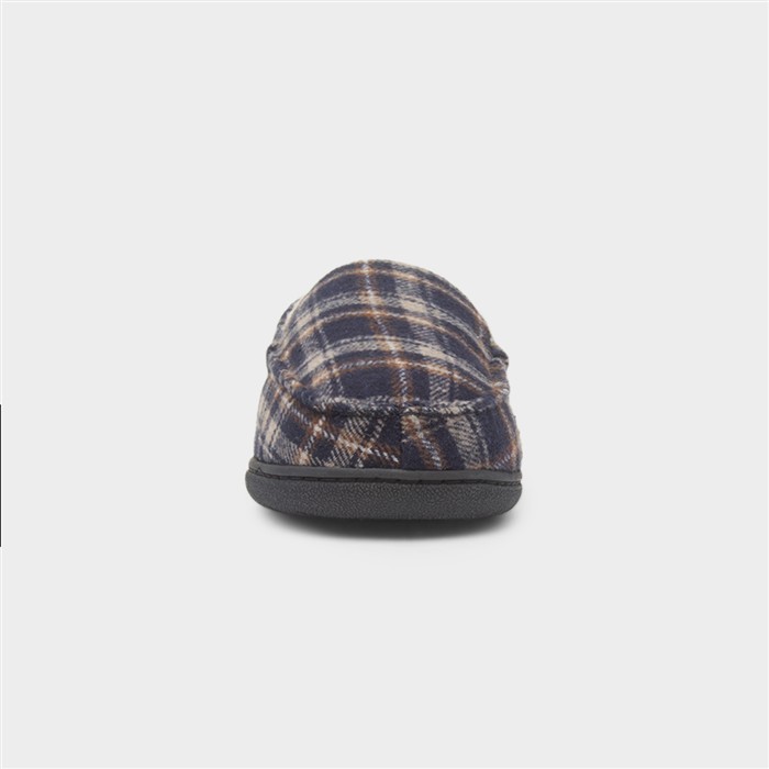 Elswick Mens Navy Tartan Moccasin Slipper