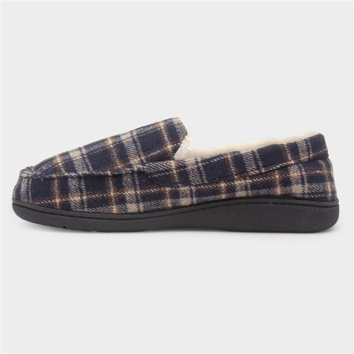 Elswick Mens Navy Tartan Moccasin Slipper