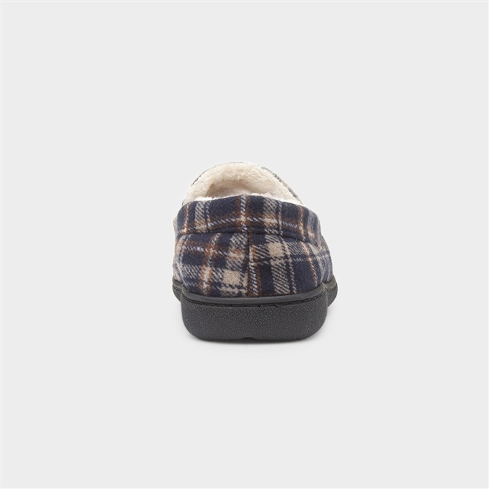 Elswick Mens Navy Tartan Moccasin Slipper