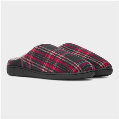 Falkirk Mens Red Tartan Mule Slipper