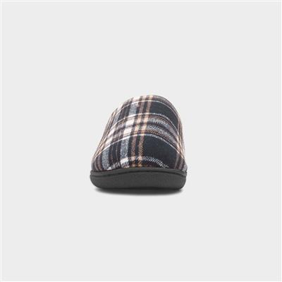 Falkirk Mens Navy Tartan Mule Slipper