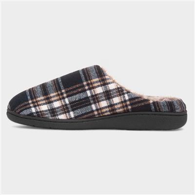 Falkirk Mens Navy Tartan Mule Slipper
