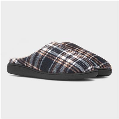 Falkirk Mens Navy Tartan Mule Slipper