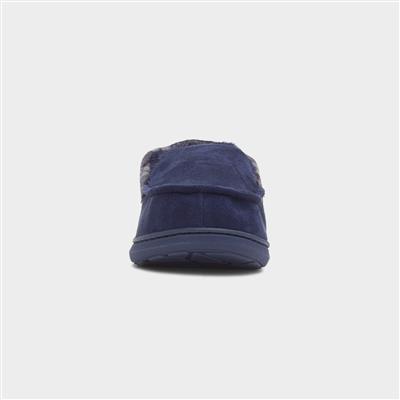 St Andrews Mens Navy Moccasin Slipper