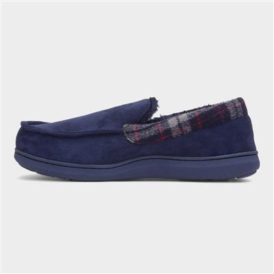 St Andrews Mens Navy Moccasin Slipper