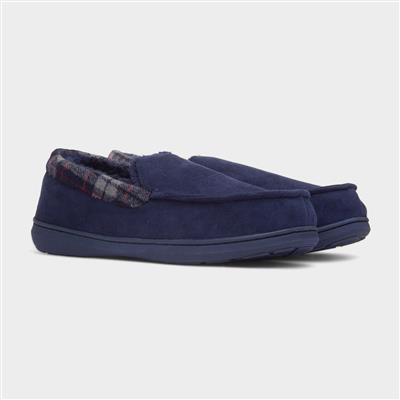 St Andrews Mens Navy Moccasin Slipper