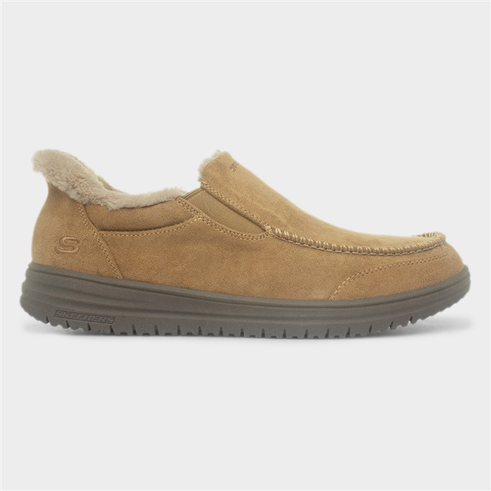 Mens Chestnut Relaxed-Fit Slip-in Slipper