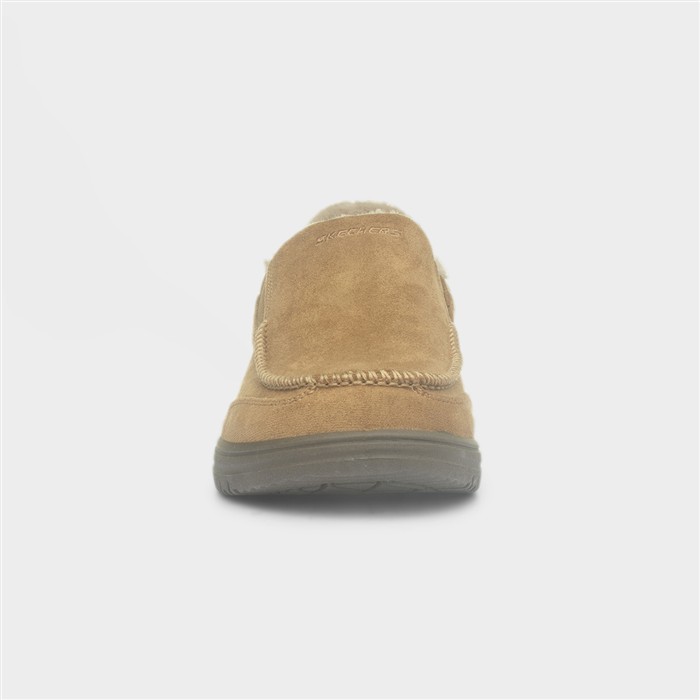 Mens Chestnut Relaxed-Fit Slip-in Slipper