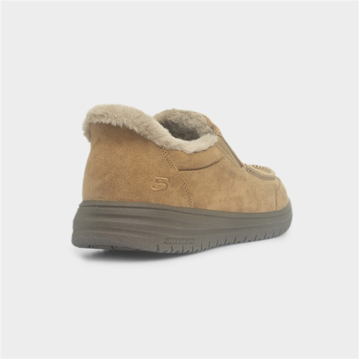 Mens Chestnut Relaxed-Fit Slip-in Slipper