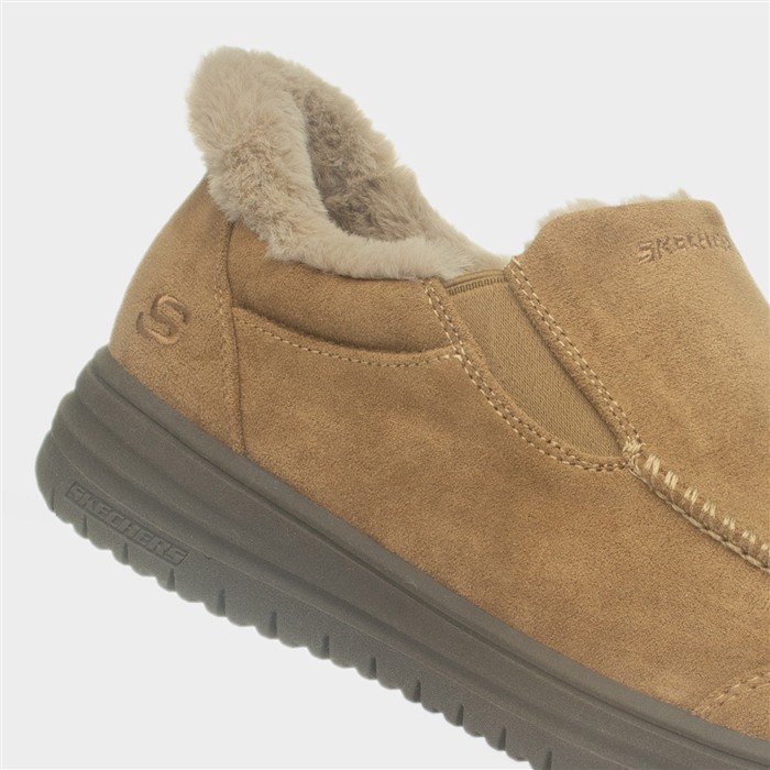 Mens Chestnut Relaxed-Fit Slip-in Slipper