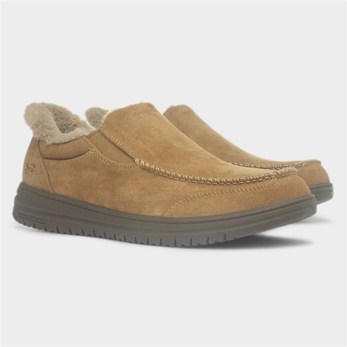 Mens Chestnut Relaxed-Fit Slip-in Slipper