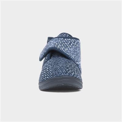Bob Mens Navy Easy Fasten Bootie Slipper