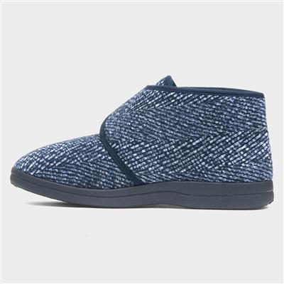 Bob Mens Navy Easy Fasten Bootie Slipper