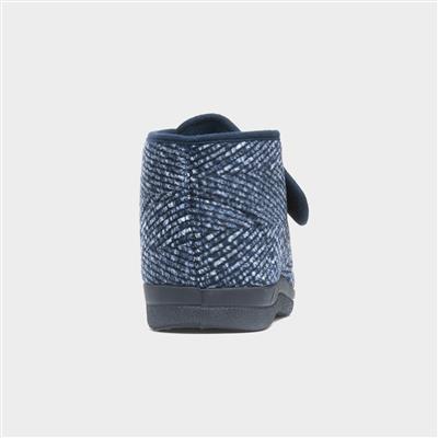 Bob Mens Navy Easy Fasten Bootie Slipper