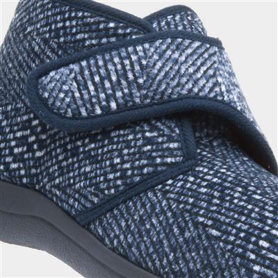 Bob Mens Navy Easy Fasten Bootie Slipper