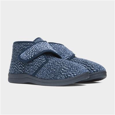 Bob Mens Navy Easy Fasten Bootie Slipper