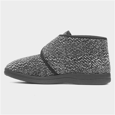 Bob Mens Black Easy Fasten Bootie Slipper