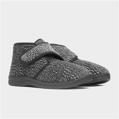 Bob Mens Black Easy Fasten Bootie Slipper