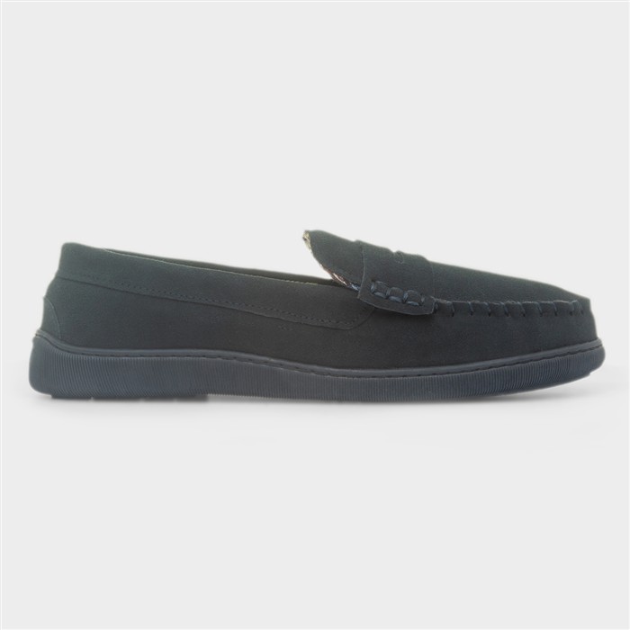 Beamsley Mens Navy Suede Slippers