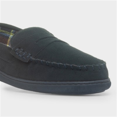 Beamsley Mens Navy Suede Slippers