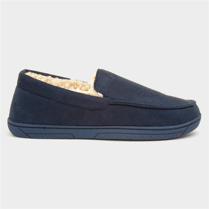 Mens Navy Warm Lined Moccasin