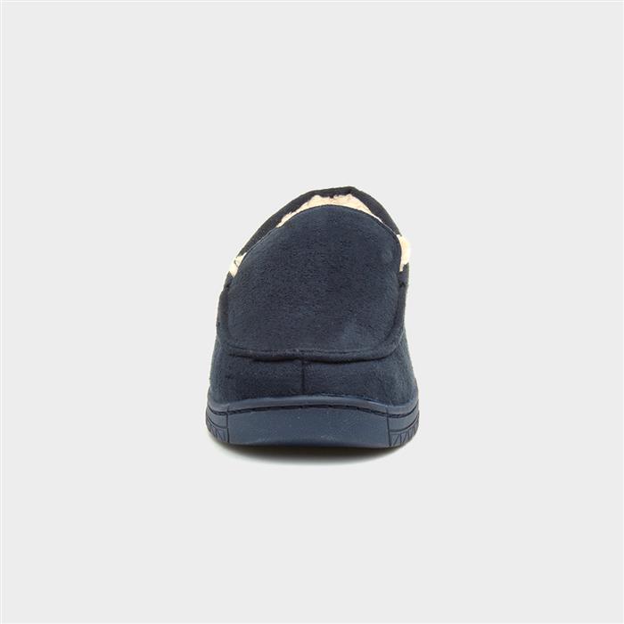 Mens Navy Warm Lined Moccasin