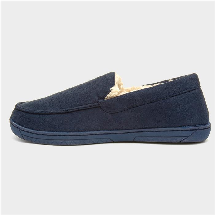 Mens Navy Warm Lined Moccasin