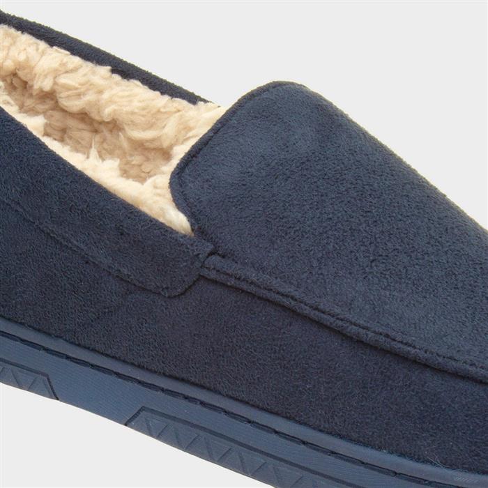 Mens Navy Warm Lined Moccasin