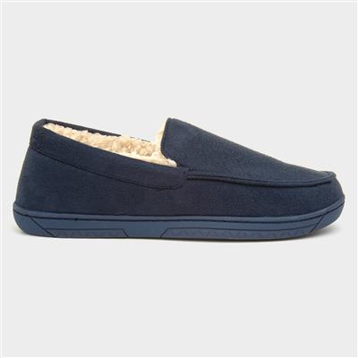 Mens Navy Warm Lined Moccasin