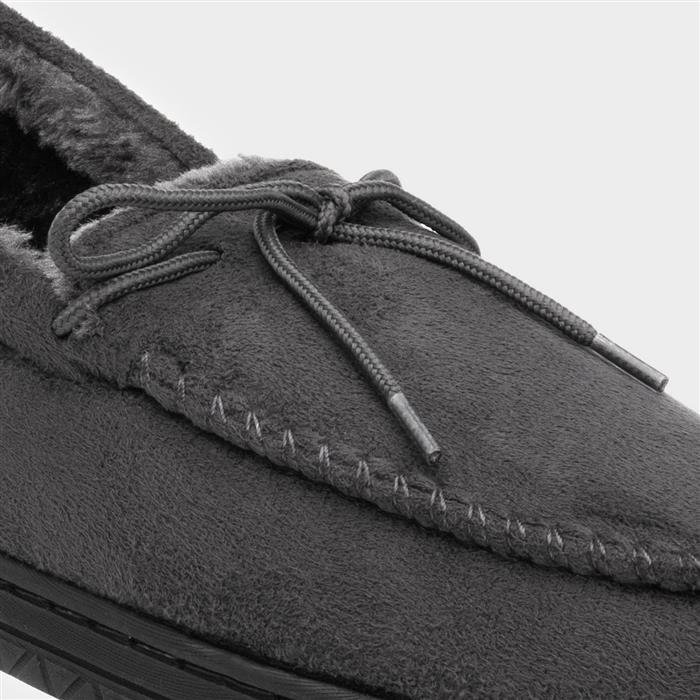 Mens Grey Bow Moccasin