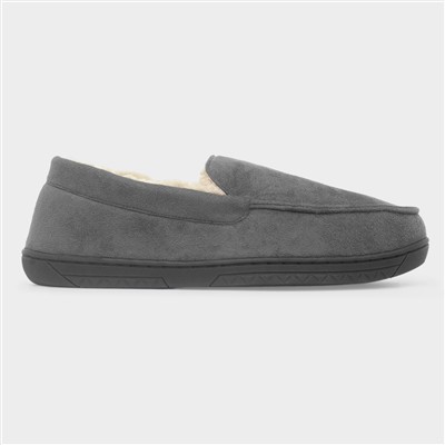 Mens Grey Moccasin Slipper