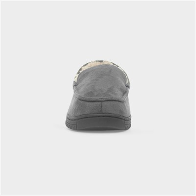 Mens Grey Moccasin Slipper